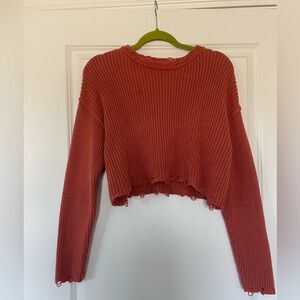 coral pink cropped sweater